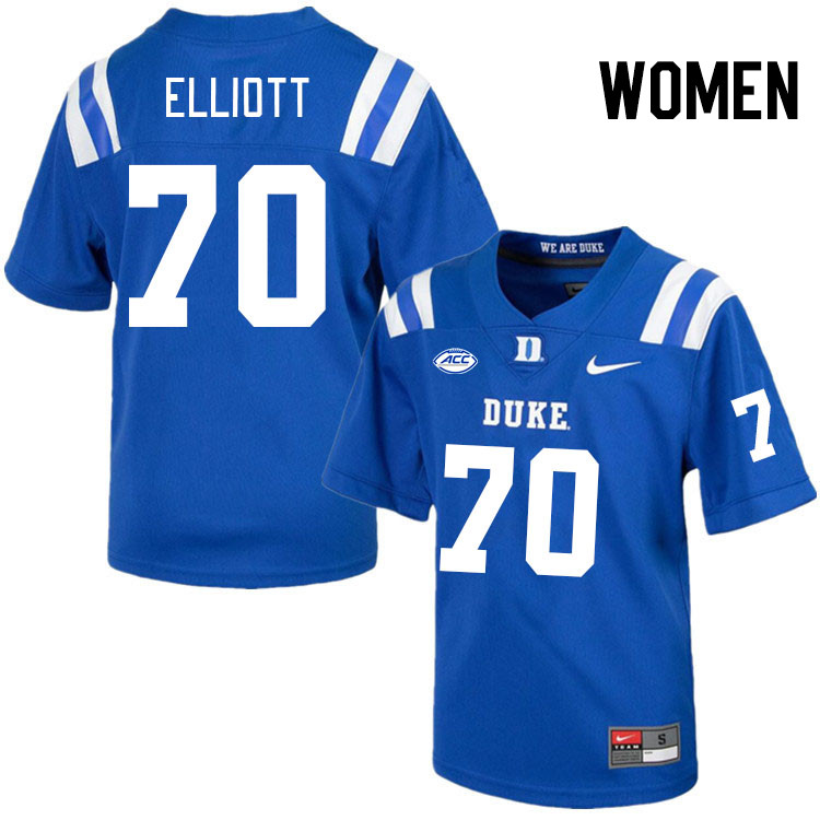 Women #70 Scott Elliott Duke Blue Devils College Football Jerseys Stitched Sale-Royal